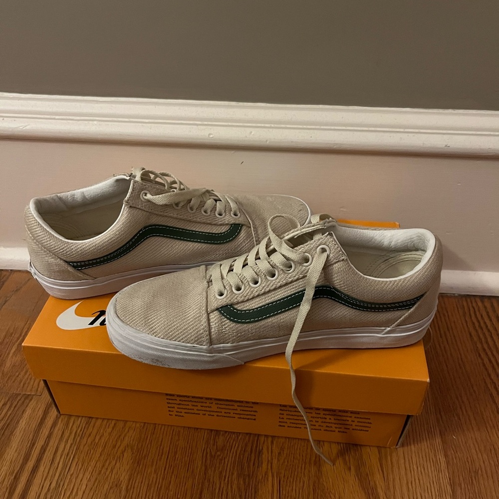 Vans old skool cream/green shoes